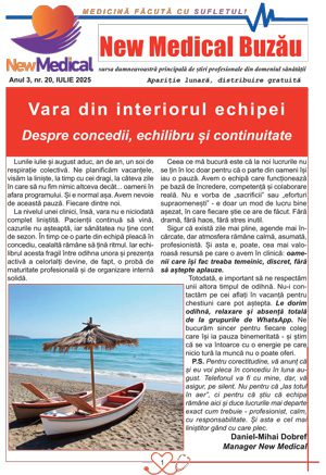 Coperta Ziar New Medical Nr. 20 - Iulie 2025